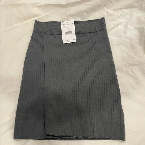 Free People Charcoal Ribbed Knit Mini Skirt - Picture 3 of 8